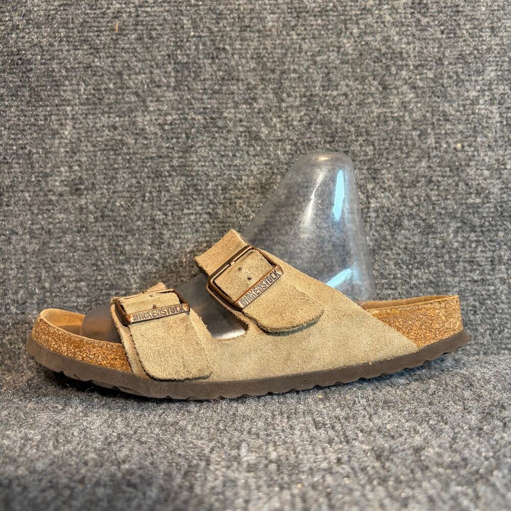Birkenstock Tan Taupe Suede Arizona Double Buckle Cork Slide Sandals EU 40 US 9